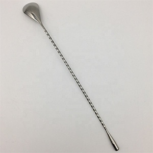 Barra de acero inoxidable con forma de gota de agua de longitud personalizada, herramientas para cóctel, varilla agitadora para mezclar, cuchara trenzada, palo giratorio - Product Image 4