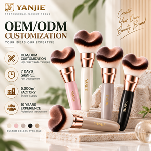 Großhandel YANJIE 3D 4D Multi-Oberflächen Gesichts-Foundation & Concealer Make-up Pinsel mit individuellem Logo, Stein-Griff, weiche Fasern - Product Image 1