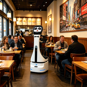 Robot de service pour <span class=keywords><strong>restaurant</strong></span>, parlant et ambulant, avec reconnaissance faciale, robot de livraison de nourriture, affichage du menu - Product Image 3