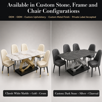 Table à manger de luxe moderne en pierre frittée, design rectangulaire en marbre, mobilier de salle à manger pour villas, hôtels, appartements