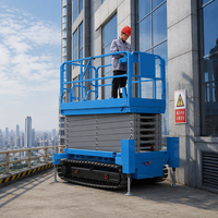 Lift Gunting Listrik Beroda Rantai Beban Berat 10.5m GS0810TL-B Platform 500kg dengan Ekstensi 900mm untuk Perawatan Fasilitas
