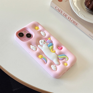 Custodia per telefono in Silicone arcobaleno <span class=keywords><strong>unicorno</strong></span> 3d cartone animato per alleviare lo Stress <span class=keywords><strong>Cover</strong></span> per <span class=keywords><strong>Iphone</strong></span> 11 12 13 14 15pro Max 15plus 14plus - Product Image 3