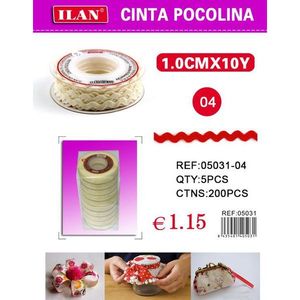 Nastro ILLAN Cinta Pocolina 1.0cmx10y color crema per artigianato e decorazioni - Product Image 3
