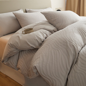100% coton brossé 60S brillant lavé tridimensionnel Jacquard quatre pièces ensemble de literie <span class=keywords><strong>gris</strong></span> argent avec emballage exquis - Product Image 3