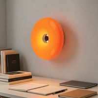 Luz nocturna minimalista en forma de donut, luz decorativa de pared con temática color crema, luz ambiental para dormitorio, lámpara decorativa