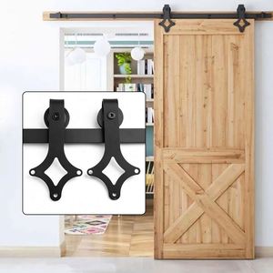 Kit de Herrajes para Puerta Corredera WEKIS, Profesional, de Alta Calidad, Duradero, de Acero Negro Satinado, con Tornillos, para Puertas Correderas Modernas de Exterior - Product Image 1