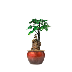 Árbol del Dinero de Cobre y Oro, Adorno de Latón, Planta Simulada Redonda, Bonsái de la Suerte, Decoración Artística Hecha a Mano para Sala de Estar - Product Image 1