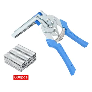 Hand Tool Clamp Rabbit Chicken Pig Quail Pigeon Cage Installation Assembling Fasten Plier with 600 pcs M nail Clips