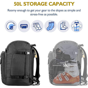 65L Ski Boot Bag <b>Backpack</b> Waterproof Large Capacity Snowboard Boots Helmet Storage Travel Pack with Ski Carry Straps for Unseix - Product Image 5