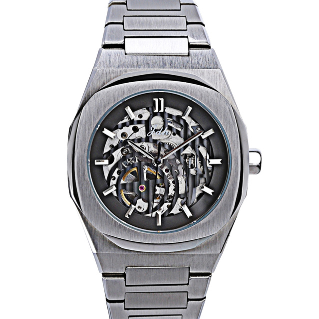 Custom Men's Luxury Stainless Steel Skeleton Watch with Automatic Movement 5 ATM Water Resistant Hollow Out Feature