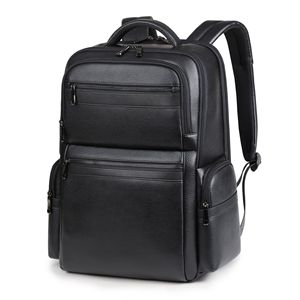 Zaino Casual da Uomo in Vera Pelle Grande Capacità con Chiusura a Cerniera, Fodera Speciale in PVC, Zaino per Computer in Pelle Bovina - Product Image 1