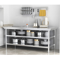 Table de travail commerciale en acier inoxydable à 3 niveaux, table de préparation de cuisine, plan de travail en acier inoxydable à 3 couches pour restaurant, hôtel, restauration