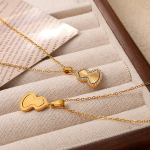 Collier pendentif gourde avec chaîne en or zirconium pour femme, chaîne de clavicule, usage quotidien - Product Image 3