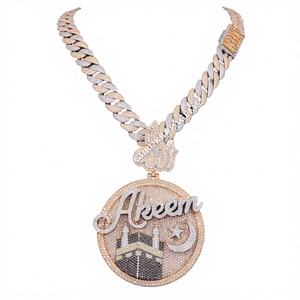 Fashion Women's 18K Gold Plated 925 Sterling Silver Moissanite <b>Moon</b> Drop Chain <b>Necklace</b> - Product Image 2