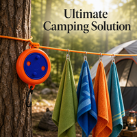Corde à linge rétractable portable orange et bleue avec manivelle et double mousqueton pour extérieur, personnalisable avec votre logo, équipement OEM ODM en gros