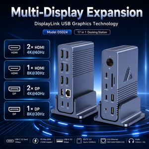 Base de Conexión DisplayLink USB C para Cuatro Monitores, 8K 30Hz, Doble HDMI, Doble DP, 17 en 1, Hub Tipo C, Ethernet 2.5G para MacBook M1 M2 M3 - Product Image 4