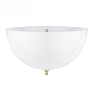 Moderne halfronde lampenkapset voor binnen, melkwit - antiek messing lampenklem + kleine kroonkap - Product Image 1