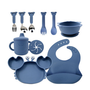 Juego de alimentación para niños pequeños de 10 Uds. Con plato de cangrejo de silicona de grado alimenticio, cubertería, respetuoso con el medio ambiente y apto para lavavajillas, OEM disponible - Product Image 6