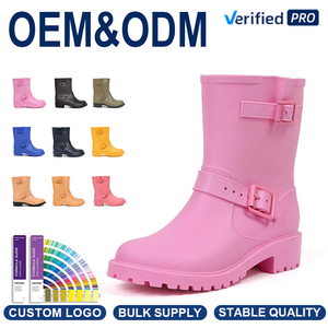 Bottes <span class=keywords><strong>de</strong></span> <span class=keywords><strong>pluie</strong></span> en PVC personnalisées pour femmes, imperméables, mi-mollet, antidérapantes, pour jardin et extérieur, OEM - Product Image 1