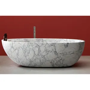 लोकप्रिय इनडोर bianco carrara संगमरमर bathtubs ठोस फ्रीस्टैंडिंग बाथरूम बाथटब कीमत