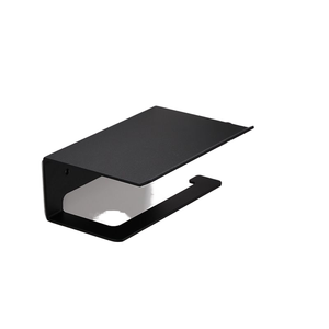 Modern Wall-Mounted Steel <b>Paper</b> <b>Holder</b> Rectangular Minimalist Design Black Finish - Product Image 1