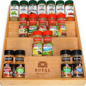 Royal Craft Wood Bamboo Spice Rack Multi Layer Drawer Organizer <b>Storage</b> <b>Tray</b> For Glass Bottles Kitchen Seasoning Holder - Product Image 1