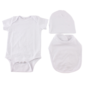 Conjuntos de Ropa para Bebé al por Mayor: Pelele, Gorro y Baberos de Verano Lisos Orgánicos para Niña - Product Image 3