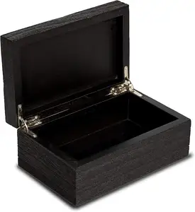 עיצוב עץ אריזת אריזת מתנה שחור תיבת עם יפה ציר עבור מתנה ומארגן