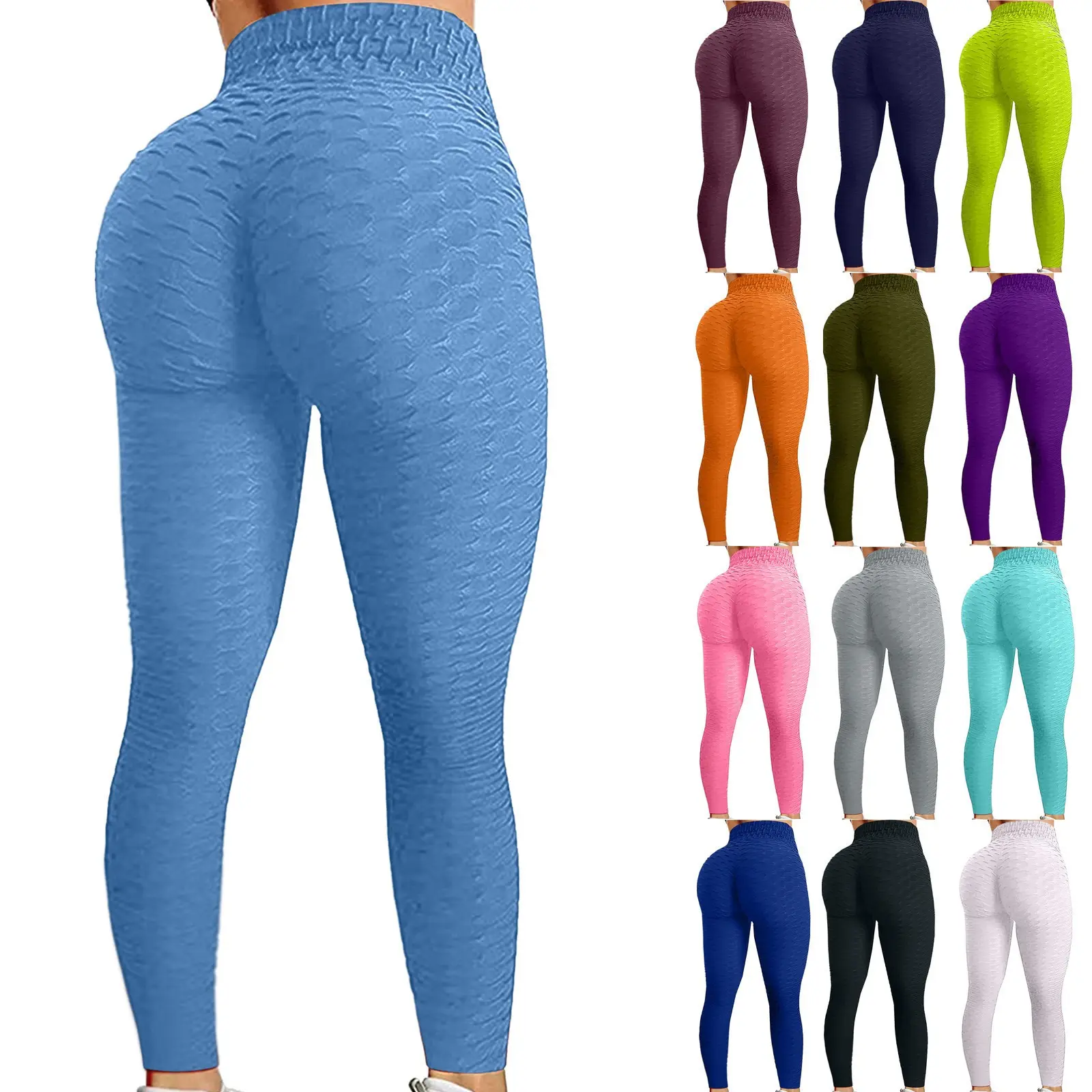 Cross-border Honeycomb Yoga Pants Women's High Waist Buttock Lifting Fitness Pants Running Sports Leggings Bodybuilding Yoga