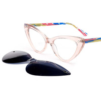 Nouvelles montures de lunettes œil-de-chat élégantes pour femmes avec clip magnétique polarisé, monture de lunettes de vue tendance prête à l'emploi