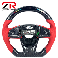 Volant de course sport en fibre de carbone personnalisé avec LED et revêtement cuir pour Honda Civic 10ème génération, CRV, Breeze, XRV