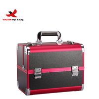 Boîte de rangement professionnelle portable en plastique solide, double design carré, nouveau design, valise de voyage pour cosmétiques, étui de beauté, salon de manucure