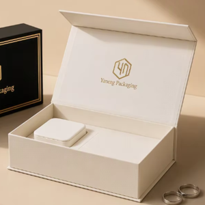 Boîte à bijoux en carton magnétique de luxe, écologique, personnalisable avec logo, avec boîte à bague, pour la marque de bijoux - Product Image 3