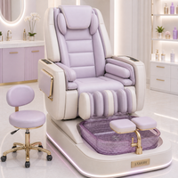 Station de pédicure de salon de beauté haut de gamme avec tabouret pour technicien, couleur et logo personnalisés