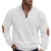 Pull à col montant zippé pour homme, couleur unie, style décontracté vintage, ample, manches longues, respirant, écologique, numérique