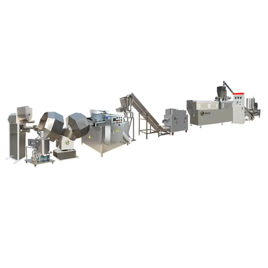 Large Capacity Multiple Extruder Frying Snacks Machine High Configuration Seasoning Line Fried Snacks Production Line
