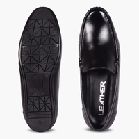 Chaussures mocassins pour hommes en cuir véritable noir, souples, confortables, à enfiler, décontractées, formelles, pour le bureau, motif uni, toutes saisons