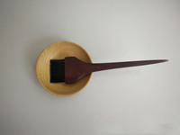 Ensemble bol et pinceau à teinture pour cheveux en bambou à long manche, bol de mélange de couleur pour salon, pinceau de teinture, outils de coloration, durable, rond