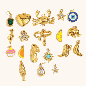 Set de Dijes Dingran de Acero Inoxidable en Tono Dorado Vintage Estilo Boho Chic para Diseños Eclécticos con Gemas Coloridas y Motivos de Animales para Elaboración - Product Image 2