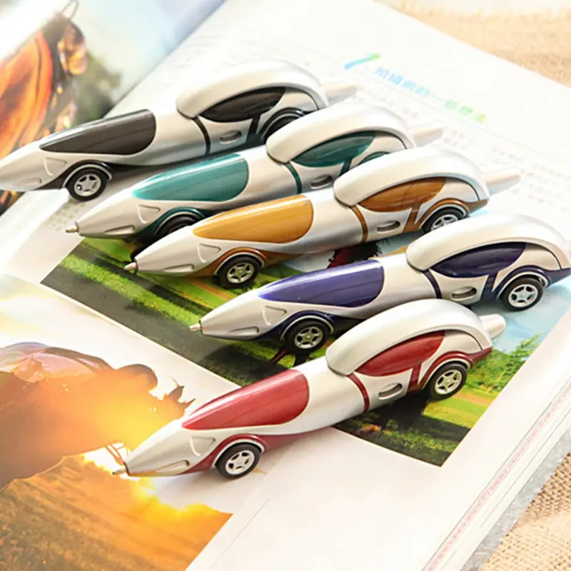 Pena Hadiah Mainan Mobil Balap Bentuk Pen Pena Model Bolpoin Otomatis Mobil Plastik Pena untuk Anak-anak