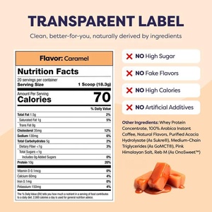 Poudre instantanée à haute teneur en protéines, saveur caramel, compatible <span class=keywords><strong>Keto</strong></span>, avec MCT et prébiotiques, sans <span class=keywords><strong>sucre</strong></span> ajouté, marque privée - Product Image 3