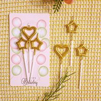 Juego de Velas de Cumpleaños Metálicas en Forma de Corazón y Estrella en Oro, Plata y Oro Rosa, 3 Piezas, Decoración para Pastel con Estrella 3D