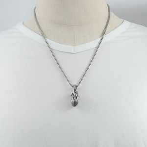 Pendentif en forme de cœur en acier inoxydable, pendentifs thématiques pour hommes, bijoux cadeaux, ensemble de chaînes 3x60cm - Product Image 4