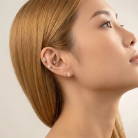 Piercing Labret en Acier Inoxydable avec Zircon Cubique en Forme de Cœur et Carré, pour Cartilage, Tragus, Hélix, à Dos Plat, Bijoux de Piercing, Vente en Gros ODM