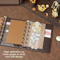 Agenda en PU à double anneaux A7, style rétro français, couleur chocolat noir, exquis, créatif, détachable, DIY, à feuilles mobiles, journal cadeau