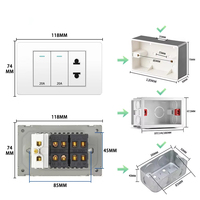 BAOBEN PC Ignifuge 4*2 Panneaux Prise Murale Standard Thaïlandaise Double Trous 5/6 Sorties Blanc Noir Gris Or