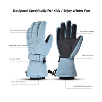 Gants de ski HBG 1907 personnalisés en similicuir à cinq doigts pour enfants, chauds, coupe-vent et antidérapants pour le snowboard
