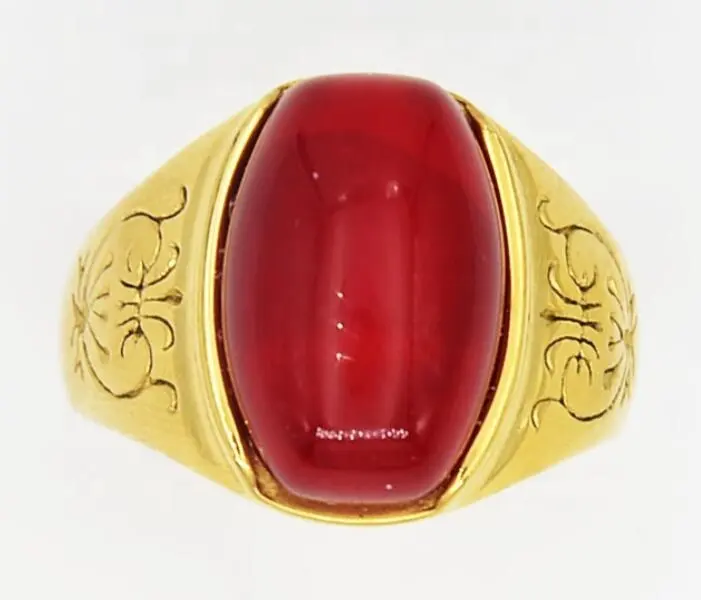 Đồ trang sức đẹp thép không gỉ 18K vàng lớn đá Jade Ring thiết kế cho phụ nữ DSR-017