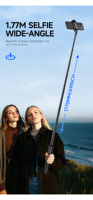 Perche à selfie TT01 69'' avec ouverture automatique, trépied pour téléphone de diffusion en direct de 1,77 m avec télécommande flexible pour utilisation sur bureau