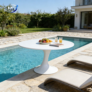 Table à manger ronde en fibre de verre de luxe personnalisable moderne pour la maison, la villa, l'hôtel, la salle à manger, utilisation de meubles - Product Image 4